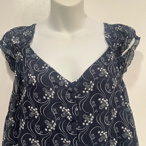 J. Crew Cap sleeve top in blue and white size XXL - Picture 2 of 10